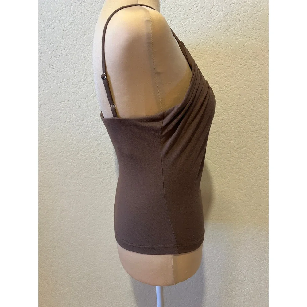 OGL Camisole Brami Tank Top Size S Brown Gathered Built-in Bra w/ Removable Pads